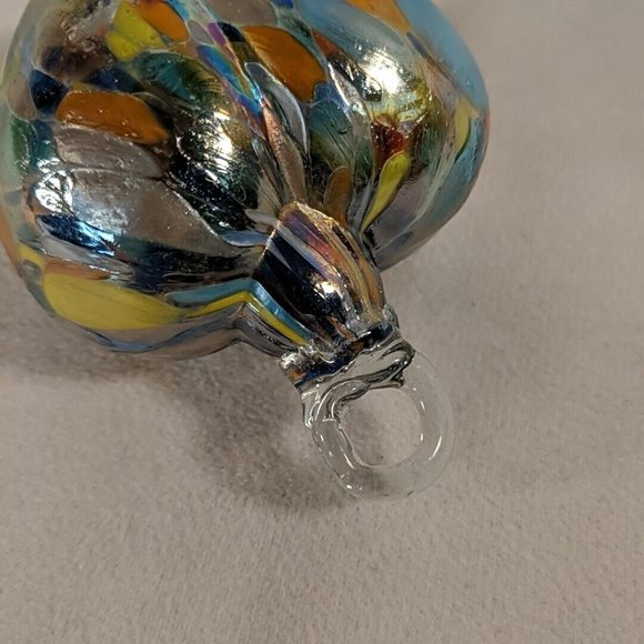 Hand Blown Colorful Art Glass Heart Hanging Ornament Decor Multi Gold 3.5" - Picture 7 of 10